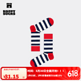 Happy Socks春夏款袜子女男袜多巴胺户外运动波点黑色棉袜中筒袜 白色条纹 1双 M 36-40