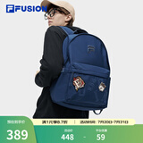 FILA FUSION斐乐潮牌情侣款男士女士背包春新款双肩包书包电脑包 藏青色-NV XS