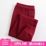 AB内衣保暖裤 女士三层夹棉纯棉中厚秋裤打底线裤秋冬棉毛裤T866 枣红T866 2XL