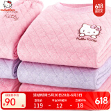 Hello Kitty女童保暖内衣套装加绒加厚纯棉儿童夹棉秋衣秋裤套装女全棉保暖衣 粉色3层夹棉 55501 155 适合155-165 (实物大小160)