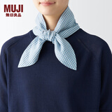 无印良品（MUJI）源自天然的接触冷感 带口袋围巾  围脖女 服饰配件方巾 DDB60C4S 浅蓝色格纹 11*105cm