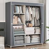 索尔诺（SuoErnuo） 布衣柜家用出租房宿舍卧室衣柜收纳寝室挂衣柜储物柜简易衣柜 银灰色【长90*宽43*高166】