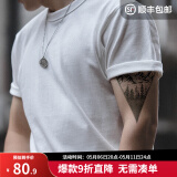 马登工装 美式300g重磅t恤男士夏季三本针纯棉正肩短袖白色半袖打底衫 白色 S