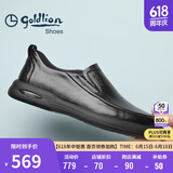 金利来（Goldlion）父亲节礼物男鞋时尚商务舒适套脚休闲皮鞋G506310110AAB-黑-39码