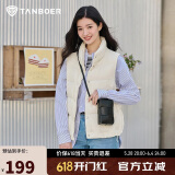 坦博尔羽绒服马甲女立领宽松外搭短款羽绒背心外套TD236006 小香白 160
