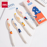 得力（deli）精美日系插画秒干按动中性笔 0.5mmST笔头学生刷题笔考试笔 黑色4支/盒SA204