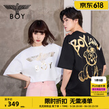 BOY LONDON【范丞丞同款】夏季短袖情侣小熊涂鸦满印潮牌T恤N01019 黑色 XL 此款偏大，建议拍小一码