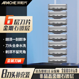 阿帕齐6层刀头手动剃须刀手动刮胡刀手动德国进口6层刀片刮脸刀 适配德国进口六层刀头8支装