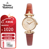 薇薇安·威斯特伍德（Vivienne Westwood）西太后手表女士小表盘女表石英表皮表带生日礼物送女友金色同款 棕色女表 VV090GDBR 23mm