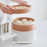 olayks立时小白锅电煮锅小电锅电热锅学生宿舍泡面电火锅智能多功能锅不粘锅一体式小电锅火锅电炒锅 2L 【专属煮饭功能带竹蒸笼】