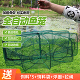 神鲨10孔直径80鱼网虾笼捕鱼笼自动折叠不出只进渔网地龙网黄鳝笼渔具