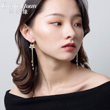 翠奢缘流苏花朵耳环女长款气质耳坠高档耳饰品情人节送女友老婆生日礼物 花朵流苏耳环（黄金色）
