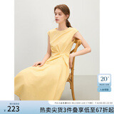 范思蓝恩设计感收腰显瘦连衣裙女夏季2025新款无袖中长款裙子2300 布丁黄 XL