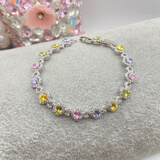 XUPING旭平首饰合金鸽子蛋浅色彩色锆石小巧灵动精致款手链X001136881 浅彩色