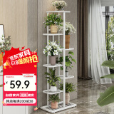 索尔诺 花架多层折叠落地室内家用阳台装饰花架铁艺客厅庭院简约多肉架 白色H918（8盆升级版）