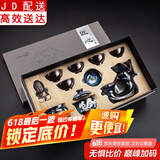 正扬自动茶具套装家用整套功夫茶杯茶洗茶道六君子组合懒人泡茶器全半自动石墨茶具 沙金(圣意)六杯-镶银(龙凤)+礼盒