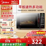 美的（Midea）微波炉 小型迷你平板速热 智能菜单 电子除味杀菌 EM7KCGW3-NR