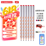 思笔乐（STABILO）文具洞洞铅笔 6支小学生练字铅笔 正姿矫姿三角粗木杆易抓握儿童礼物 金属银 儿童节礼物
