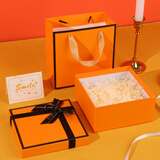 TaTanice 礼盒空盒圣诞节礼物元旦生日礼物盒包装盒伴手礼盒高级橙小号