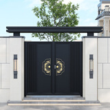 中式别墅庭院门铝合金花园门自建房院门现代简约单双开不锈钢大门 款1/铁艺（每平）