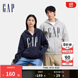 Gap男女装印花字母logo抓绒连帽卫衣休闲660128外套 灰色 170/92A(M) 亚洲尺码