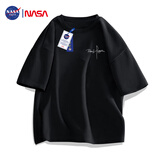 NASA GISS官方潮牌T恤男夏季纯棉圆领印花宽松打底简约情侣短袖 黑色 M 
