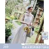 范思蓝恩腰精裙系列 白色无袖吊带连衣裙女夏法式领证小白裙2048 象牙白 XL