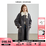 VEGA CHANG毛呢大衣女2024年秋冬新款撞色领显瘦气质羊毛呢大衣 常规 版 M