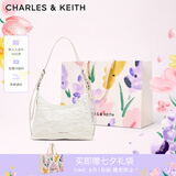CHARLES&KEITH褶皱油蜡皮手提单肩腋下包女生日礼物七夕礼物CK2-40271360 Cream奶白色 M