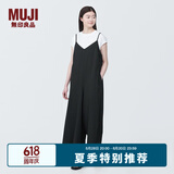 无印良品（MUJI） 女式 易干弹力泡泡纱 背带裤 女装夏季连体裤吊带BC2JRA4S 黑色 M （160/84A）