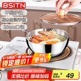 BSITN奶锅雪平锅20cm不锈钢小汤锅婴儿辅食锅电磁炉奶锅燃气灶含盖6428