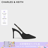 CHARLES&KEITH质感链条尖头高跟凉鞋子女鞋生日礼物女送女友CK1-60280377 Black黑色 39 (250)