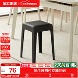 全友家居小方凳子可叠放家用结实耐用软包高脚移动塑料板凳KD 黑色|软垫凳*2