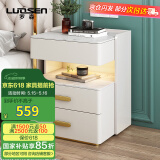 罗森（LUOSEN）岩板床头柜简约现代卧室小柜子意式轻奢实木家用床边柜岩板款米白