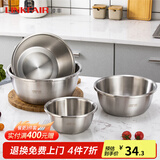 凌丰304不锈钢餐盘子菜碟家用菜盘家用圆盘加厚碟子骨碟菜盆 汤盆-外径22cm