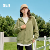 森马（Semir）外套女中长款宽松外搭2024年新款休闲连帽松弛感针织夹克通勤百搭 柠绿40182【梅花联名】 M 160/84A