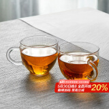 雅集小资茶杯100ml 透明耐热带把玻璃品茶杯 功夫茶具配件