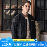 AKSERIES新复古回潮MA-1胸前绣花标飞行员棒球领短版修身夹克男1704001 藏青 S