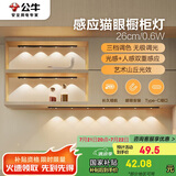 公牛（BULL）感应猫眼橱柜灯磁吸充电山丘光效展柜玄关氛围小夜灯 黑26cm三色