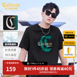 卡宾男装 【凉感】索罗那晕染印花T恤秋潮流肌理LOGO短袖街头休闲A 漆黑色-凉感 XL /180/52