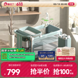 酷豆丁婴儿床可折叠便携式拼接大床移动多功能宝宝床 P999N春日青旗舰款