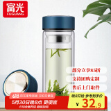 富光双层玻璃杯水杯男女车载家用高硼硅玻璃杯泡茶杯带茶隔玻璃杯子 蓝色 500ml 双层玻璃直杯