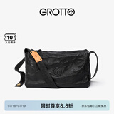 GROTTO个乐黑石包经典大容量植鞣绵羊皮单肩斜挎通勤软包男女款礼物 黑石L（黑标）