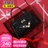 viney牛皮包包女包轻奢凯莉包斜挎手提单肩包生日520送女朋友礼物老婆