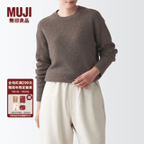 无印良品 MUJI 女式 含牦牛绒骆驼绒圆领毛衣 长袖针织衫秋 冬季 深咖啡棕色 M -L(165/88A)