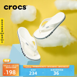 crocs卡骆驰贝雅卡骆班运动拖鞋男鞋女鞋居家夹脚平底人字拖鞋|205393 白/深蓝-126 37 /38(230mm)