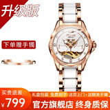 金仕盾（JIN SHI DUN）瑞士认证手表女机械手表防水女士手表百搭女表情人节礼物送女友 玫白天鹅钢带-升级版