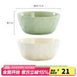 康琴（KANGQIN）奶油风陶瓷碗家用2024新款吃饭碗高颜值餐具面碗汤碗乔迁碗碟套装 6英寸面碗 2件套
