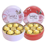 费列罗FerreroRocher喜糖费列罗榛果威化巧克力圆形铁盒装6粒8粒礼盒装 礼袋（粉色）