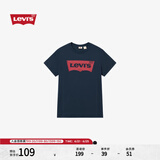 Levi's李维斯情侣美式宽松印花时尚简约舒适潮流纯棉圆领短袖T恤 藏青色 002A0-0002 L